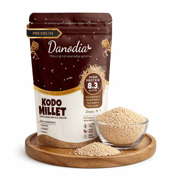 Danodia Foods Kodo Millet (Hulled & Unpolished) 2 lb | Naturally Gluten-Free Whole Grain, Low-GI Rice Alternative | High Fiber & Plant Protein | Non-GMO, Vegan | Indian-Sourced, Himalayan-Processed