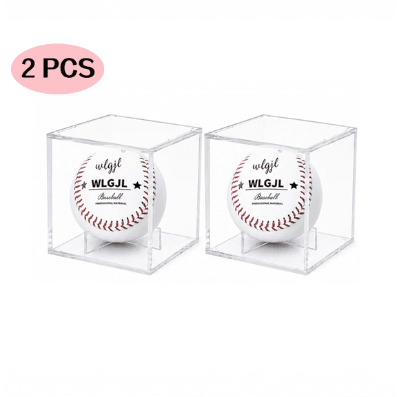 WLGJL 2 pack Baseball Display Case, UV Protected Acrylic Clear Square Cube, Memorabilia Autograph Display Box for Official Size Baseball