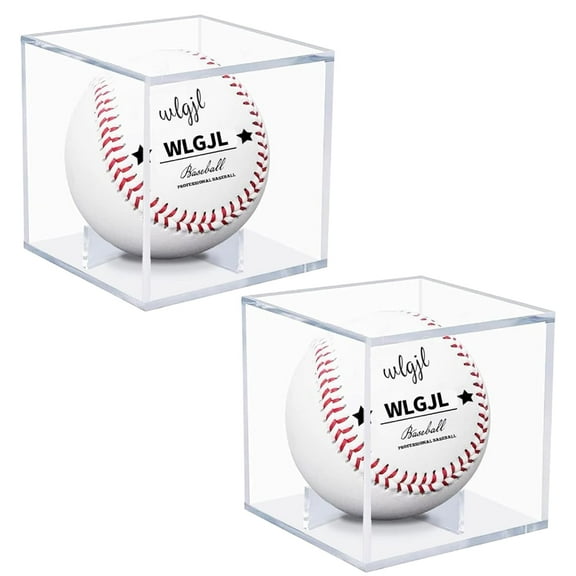 WLGJL 2 pack Baseball Display Case, UV Protected Acrylic Clear Square Cube, Memorabilia Autograph Display Box for Official Size Baseball