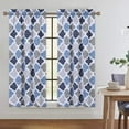 thumbnail image 1 of Danolaps Small Window Curtains for Bathroom,Tier Curtains Geometric Pattern Short Bathroom Window Curtain, Cotton Blend Trellis Design Half Window Kitchen Cafe Curtains, 1 of 7