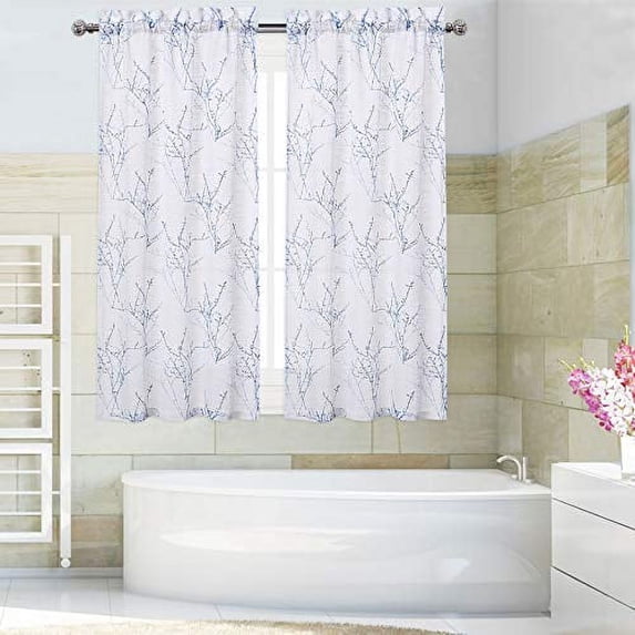 Danolaps Tier Curtains for Kitchen Window,Farmhouse Cafe Curtains Light Filtering Small Window Curtains Flax Country Rustic Rod Pocket Bathroom Laundry Room Curtains