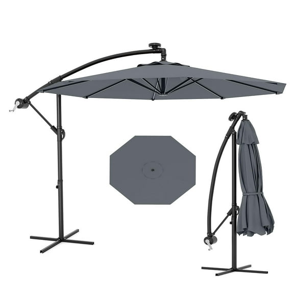 Danolapsi 10FT Offset Patio Umbrella, Hanging Cantilever Umbrella with 360 Rotating Base Outdoor Sun Shade with Easy Tilt Adjustment, 8 Ribs, UV Protection for Backyard, Lawn, Garden and Pool
