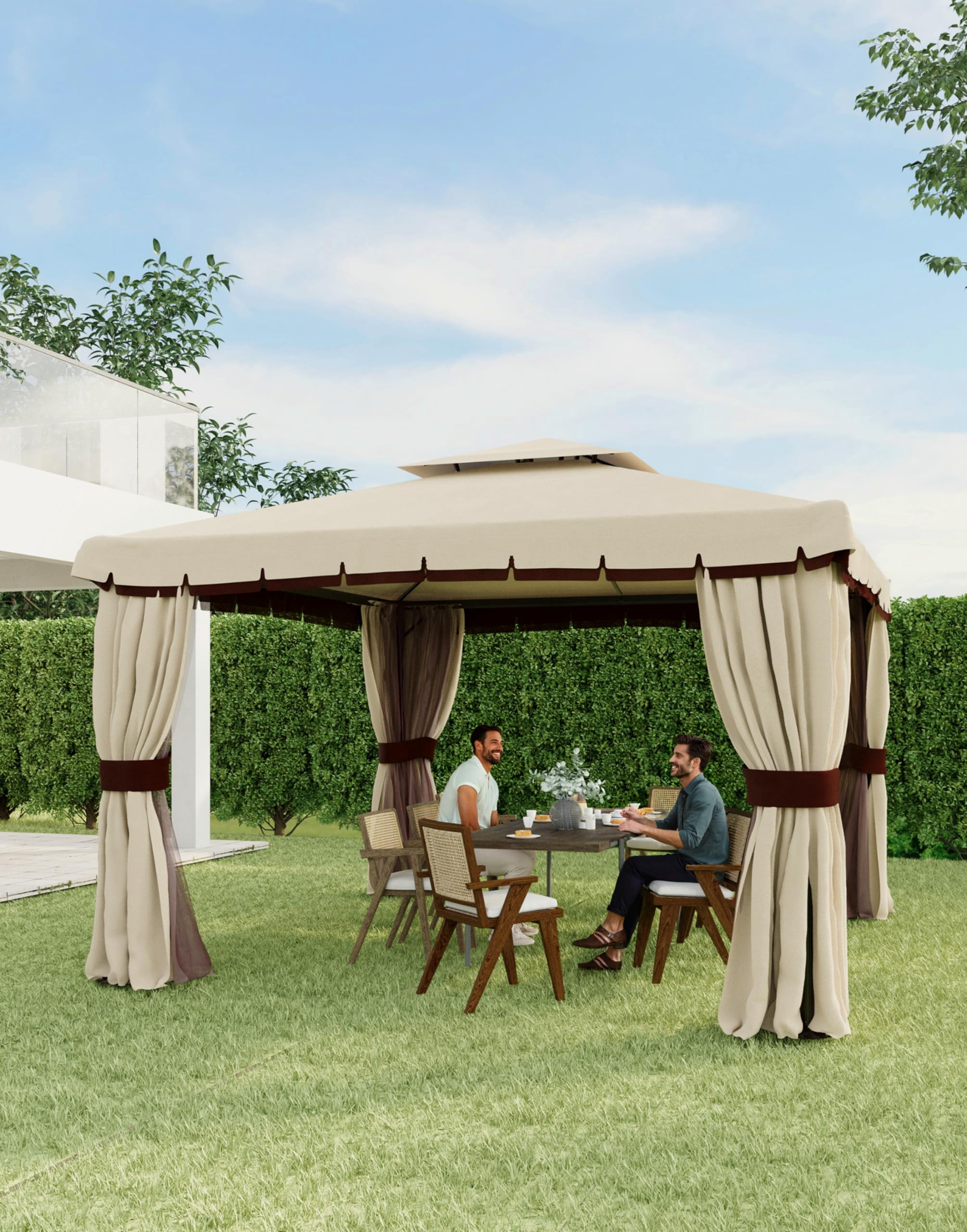 Danolapsi 10x10 Ft Gazebos for Patios, Outdoor Gazebo with Privacy ...
