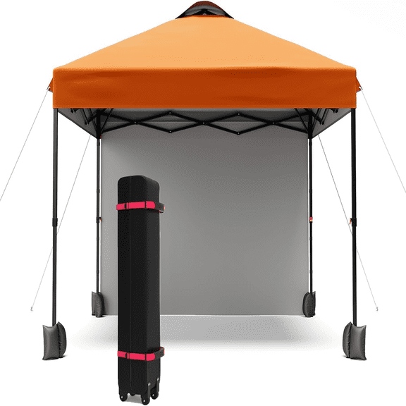 Danolapsi 10x10Ft Pop Up Canopy Tent with 1 Removable Sidewall, Easy Set Up Tent,Instant Outdoor Portable Commercial Canopy with Wheeled Bag and 4 Weight Bags for Patio, Party, Events, Camping