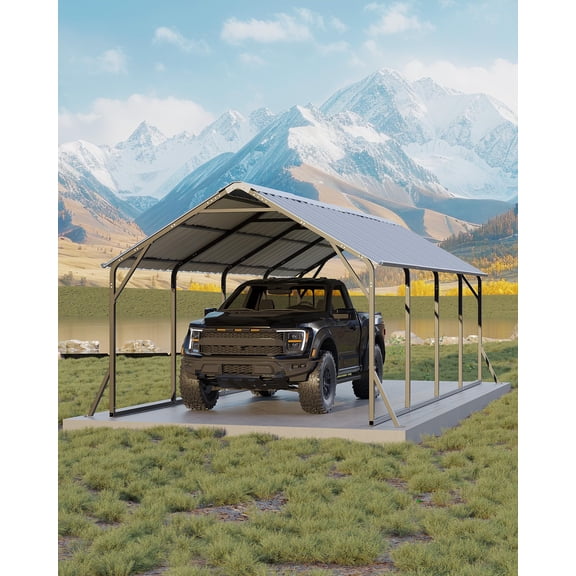 Danolapsi 11 ft x20 ft x9 ft Vertical Roof Metal Carport, Heavy Duty Steel Car Ports for All-Weather, for Full-Size Pickup Trucks, Boats, and Tractors,Outdoor Garage Car Port