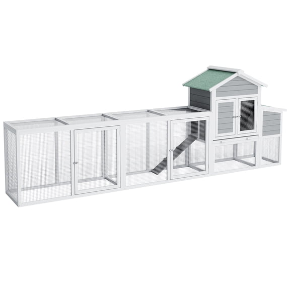 Danolapsi 123" Wooden Chicken Coop with Nesting Box, Large Chicken Run with Waterproof, Sliding Tray & Ramp, Hen House Poultry Cage for Backyard, Farm(ship in 2 boxes)