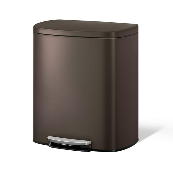 Danolapsi 13 Gallon Stainless Steel Kitchen Trash Can with Lid, Large Rustproof Garbage Can for Kitchen, Step-on Metal Trash Bin with Inner Bucket, Rear Handle, Soft Close Lid