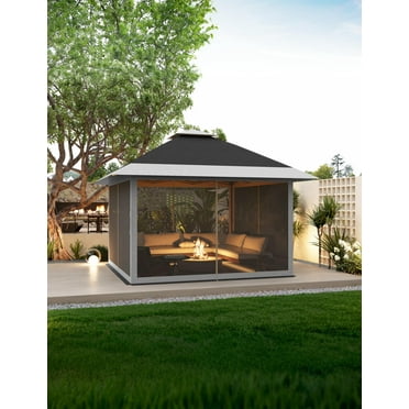 Danolapsi 13x13 Pop Up Gazebo,Outdoor Gazebo,Double Roof Patio Gazebo with Netting,Quick Setup Instant Gazebo Tent Instant Canopy Gazebo Shelter,for Lawn,Garden,Backyard Deck
