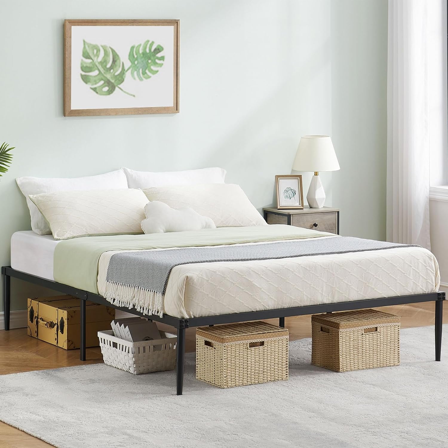 Danolapsi 14 Inch Queen Metal Platform Bed Frame,Steel Slat Support,No