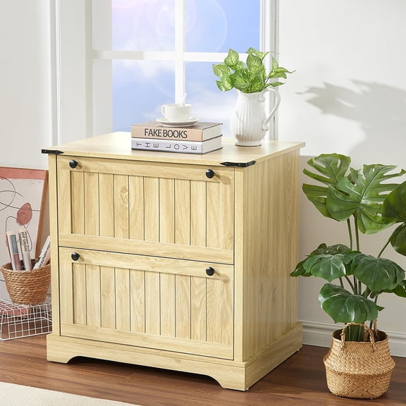 Danolapsi 2 Drawer Farmhouse File Cabinet with Hanging File Folders for A4/Letter/Legal Size Documents,30" Wood Lateral Filing Cabinet for Home Office,Large File Storage Printer Stand