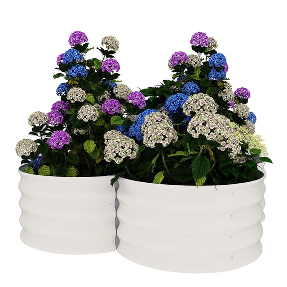 Danolapsi 2-Pack Petal-Shaped Galvanized Raised Garden Bed with Open Base,Ground-Connected Planter for Deep Root Growth in Herbs, Veggies & Flowers (Rust-Resistant Design)