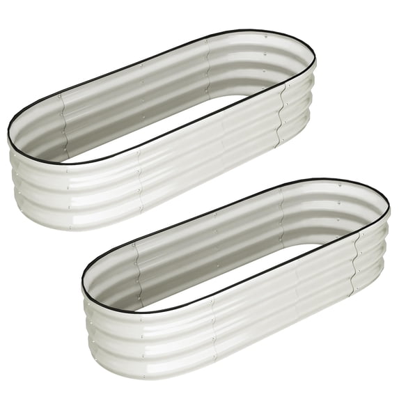 Danolapsi 2 Pcs 4.5x2x1ft Galvanized Raised Garden Bed Outdoor,Planters for Outdoor Plants,Open-Ended Base Planter Raised Boxes,Oval Metal Planter Box for Vegetables,Flowers,Fruits,Rubber Edge