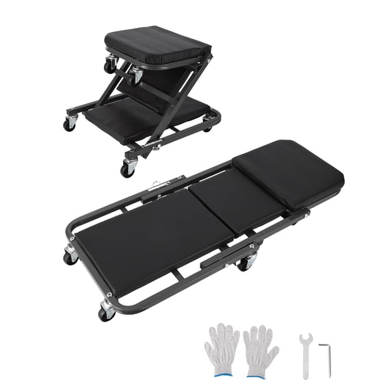 Danolapsi 2-in-1 Foldable Garage Creeper Shop Seat,36" z-Creeper Seat on Wheels, 330 LBS Capacity Automotive Mechanic Repair Under Car Rolling Creeper Seat with 6 Swivel Casters
