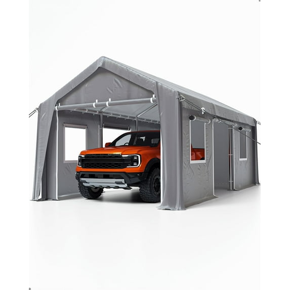 Danolapsi 20'x13'x10' Carport Heavy Duty,Portable Garage with 180G Side Walls,Front and Rear Doors,Car Shelter for Trucks,Boats,and SUVs