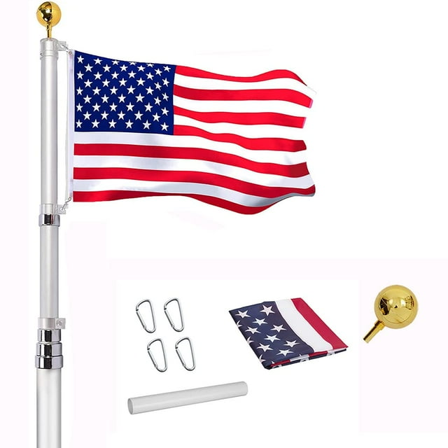 Danolapsi 20FT Telescopic Flag Pole Kit,Extra Thick Telescoping Flag ...