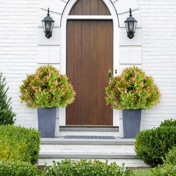 Danolapsi 23.6 Inch Artificial Topiary Trees with Ground Spike for Outdoor,Fake Topiary Ball Trees Artificial Plant Brush for Indoor Outdoor