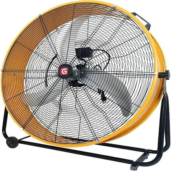 Danolapsi 24 Inch High Velocity Heavy Duty Tilt Metal Drum Fan Commercial, Industrial Use 3 Speed 8540 CFM 1/3 HP 8 FT Cord UL Safety Listed