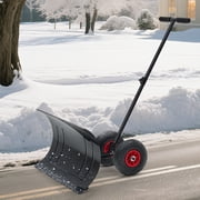 Danolapsi 29Inch Galvanized Blade Heavy-Duty 2-Wheel Snow Pusher Hand Plow for Snow Removal with Wheels, Adjustable Handle, Blade Angle Efficient Snow Removal for Easy Driveway & Pavement Clearing