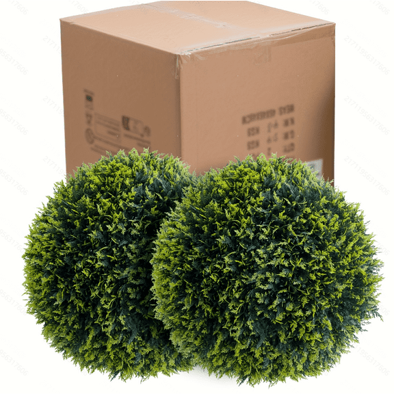 Danolapsi 2PCS Artificial Plant Boxwood Topiary Balls, Topiary Ball Garden Spheres Decorative Balls for Outdoor Patio Garden and Indoor, Wedding Decoration
