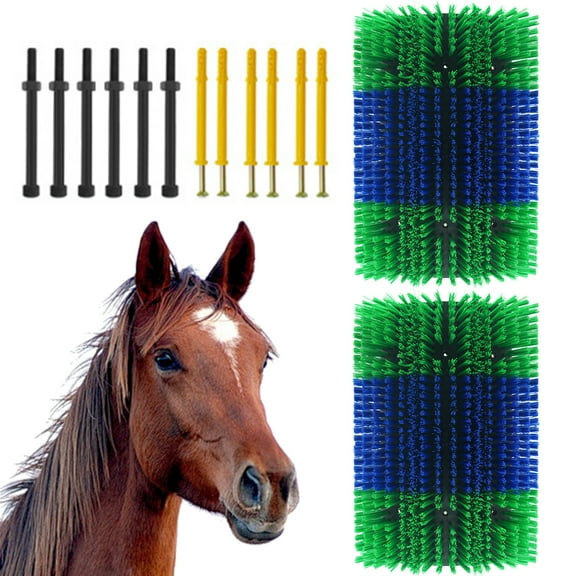 Danolapsi 2pcs Livestock Scratch Brushes, Horse Hair Brush Kit, Horsehair Brush, Horse Grooming Brushes, Horse Brushes For Grooming & Scratching Post For Horse, Pig.Ect Animal, Cattle Supplies