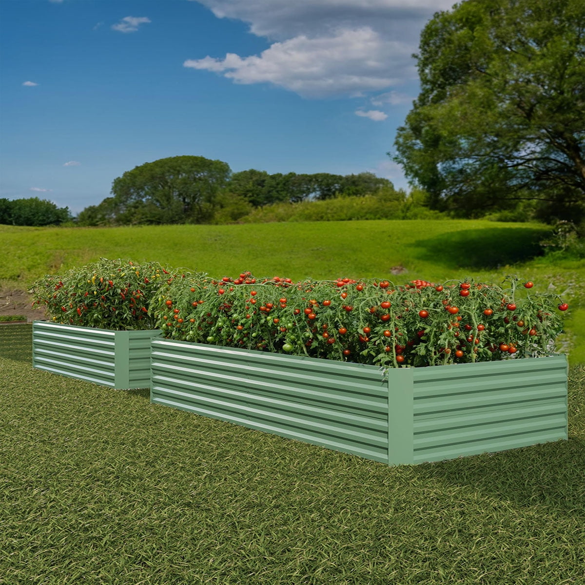 Danolapsi 2pcs Metal Raised Garden Bed, Deep Root Planter Box for Vegetables, Flowers, Herbs- Large Metal Raised Garden Bed Kit Outdoor