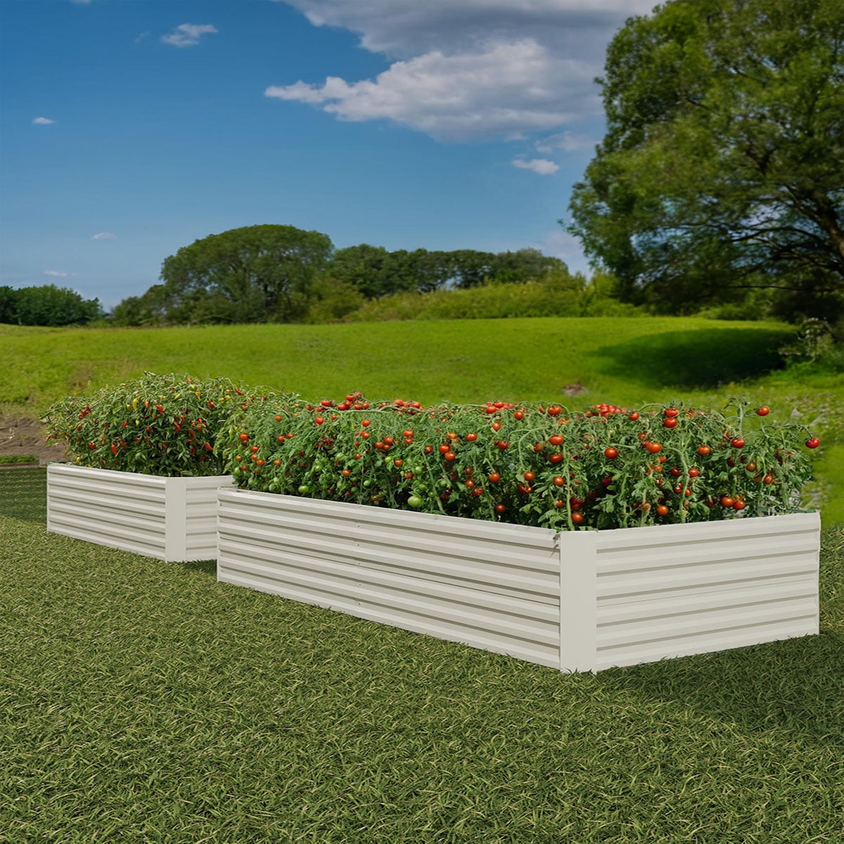 Danolapsi 2pcs Metal Raised Garden Bed, Deep Root Planter Box for Vegetables, Flowers, Herbs- Large Metal Raised Garden Bed Kit Outdoor