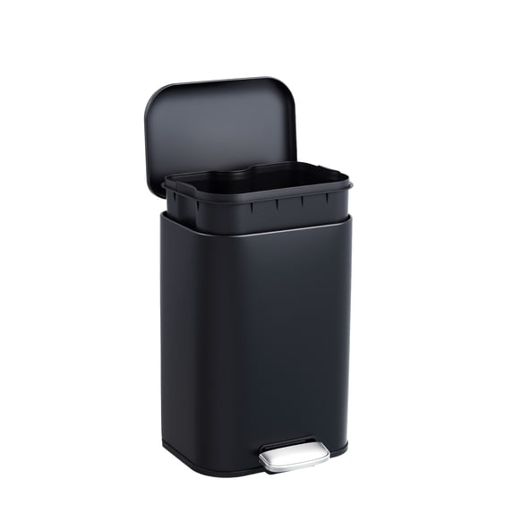 Danolapsi 3.2 Gallon / 12L Bathroom Trash Can,Step Garbage Can with Soft-Close Lid, Stainless Steel Recycling Bin with Removable Inner Bucket,Fingerprint-Proof Step Rubbish Bin for Living Room,Office