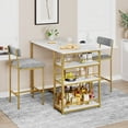 thumbnail image 1 of Danolapsi 3 Piece Kitchen Table Set,Dining Table Set for 2 with Open Storage Shelves,Pub Table and Chairs Set with 2 PU Bar Stools,Kitchen Counter Storage Bar Table Set for Small Spaces,Apartment, 1 of 9