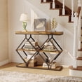 thumbnail image 1 of Danolapsi 3-Tier Console Table with Storage, Entryway Table with Open Shelves & Diamond-Shaped Metal Frame, Sofa Accent Table for Hallway, Foyer, Living Room, 1 of 9