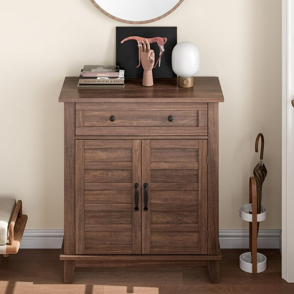 Danolapsi 31.5" Farmhouse Accent Storage Cabinet with Slatted Doors&Adjustable Shelves for Kitchen,Dining Room,Home Office