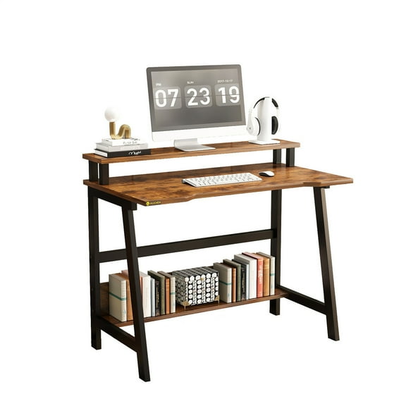Danolapsi 31inch Desk with Monitor Stand,Portable Wood Computer Desk for Working Reading Writing, Eating，Writing Table for Small Space