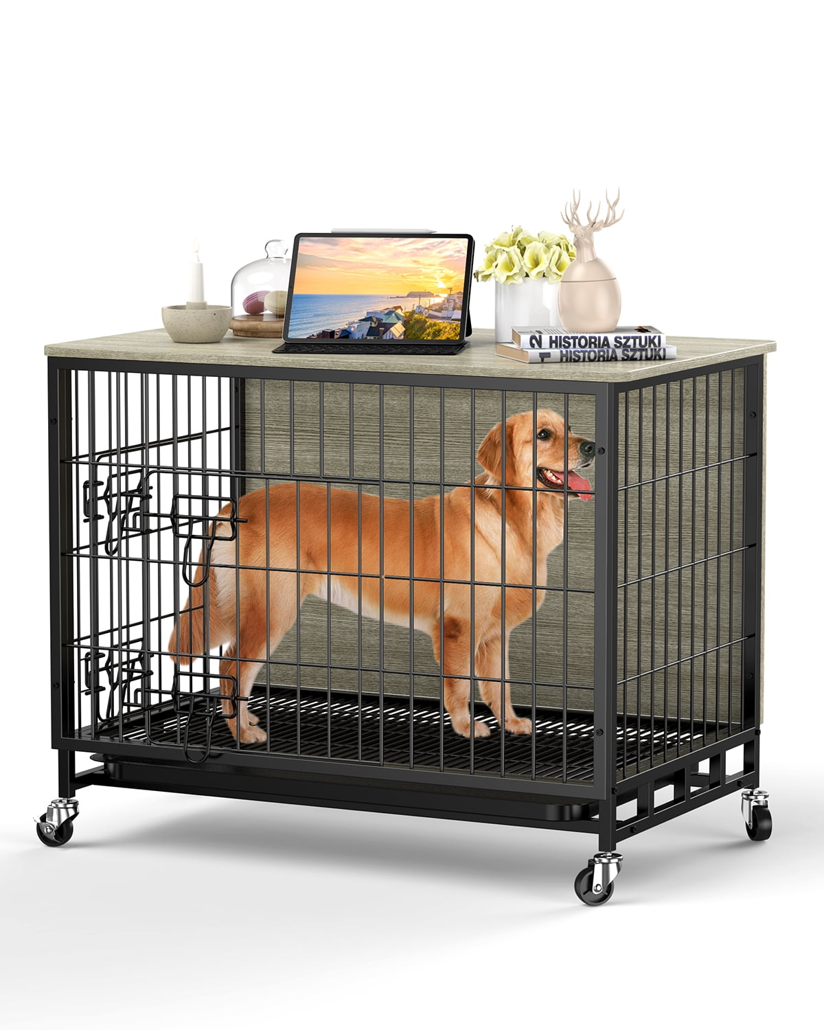 Danolapsi 32.5" Dog Crate Furniture,MediumSized Dog Crate with Dual