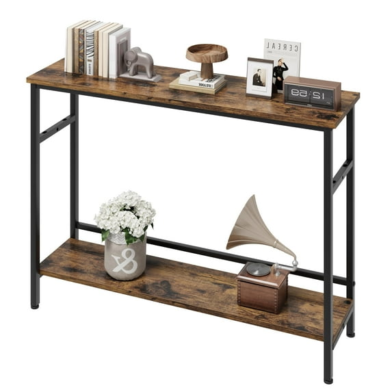 Danolapsi 39.3”Farmhouse Entryway Table with Storage,Narrow Console Table with Adjustable Shelf,Rustic Sofa Table Console Table for Entryway,Living Room,Hallway,Bedroom