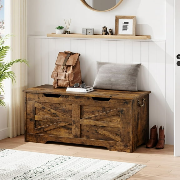 Danolapsi 39.4” Storage Chest,Toy Box with Safety Hinge,Toy Chest for Boys Girls,Kids Wood Large Toy Box,Storage Bench,Farmhouse Storage Trunk for Entryway,Living Room,Bedroom,Playroom