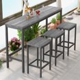 thumbnail image 1 of Danolapsi 4 Pieces Kitchen Dining Table Set Industrial Breakfast Table Set Dining Bar Table And Chairs Set With 3 Stools Metal Frame Space-Saving Design For Living Room Dining Room Game Room, 1 of 9