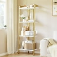 thumbnail image 1 of Danolapsi 4 Tier Bookshelf,Gold Narrow Bookshelf with Metal Frame,Small Bookshelf with Open Display Shelves,Bookcase for Bedroom Living Room Home Office,White and Gold, 1 of 9