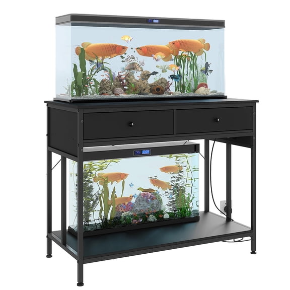 Danolapsi 40-50 Gallon Aquarium Stand with Power Outlet, Metal Frame Fish Tank Stand with Storage Drawers, Reptile Tank Stands Adjustable Height, 660LBS Capacity, 39.4'' x19''