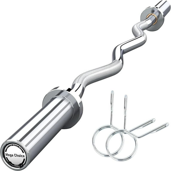 Danolapsi 47" Olympi.c EZ Curl Bar,500lb Capacity Heavy Duty Chrome Curling Bar for Biceps Triceps Workout, With 2 Spring Collars, Fits 2" Standard Weight Plates for Home & Gym Strength Training