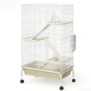 Danolapsi 48 Inch Height Ferret Cage with Wheels, Metal Critter Nation Cage, 4-Tier Guinea Pig Cages, Deep Tray, Ramp, Water Bottle & Bowl, Small Animal Cage for Chinchillas, Rabbits