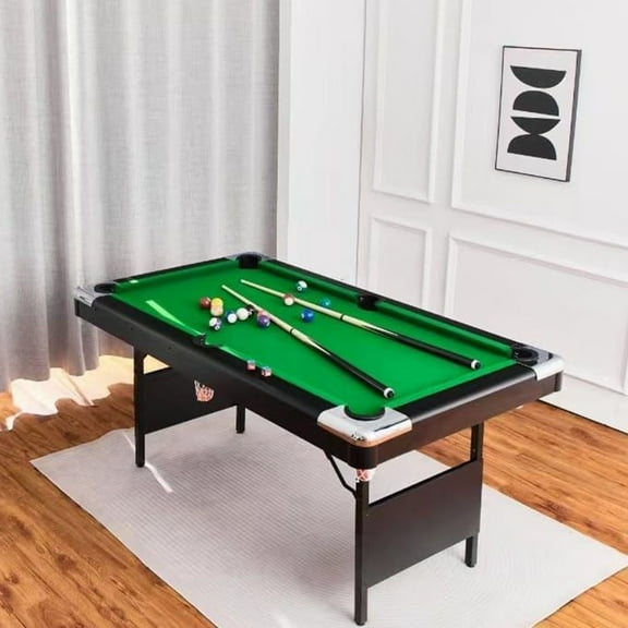 Danolapsi 5.5FT/6FT/7FT Billiards Table, Portable Pool Table with Easy Folding for Storage, Billiard Table Set Includes Full Set of Balls, 2 Cues & Brush for Family Game Rooms