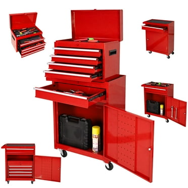 Danolapsi 5-Drawer Tool Chest, 2-in-1 Rolling Tool Chest with Locking System & Detachable Tray, Tool Cart with Sliding Drawers for Garage, Workshop, Home Crafts Use