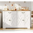 thumbnail image 1 of Danolapsi 57 Inch Farmhouse Buffet Cabinet with Storage, White Sideboard with 4 Doors & 2 Drawers, Adjustable Shelves Coffee Bar Cabinet, Multi-Functional Storage for Living Room & Dining Room, 1 of 8