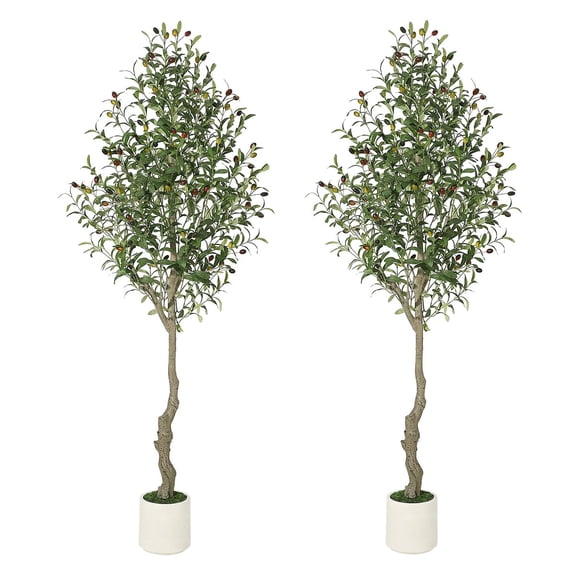 Danolapsi 5FT Tall Olive Tree Plants,Olive Trees Artificial Indoor, Faux Olive Tree with Realistic Trunk, Leaves, Fruits for Home Office Decor