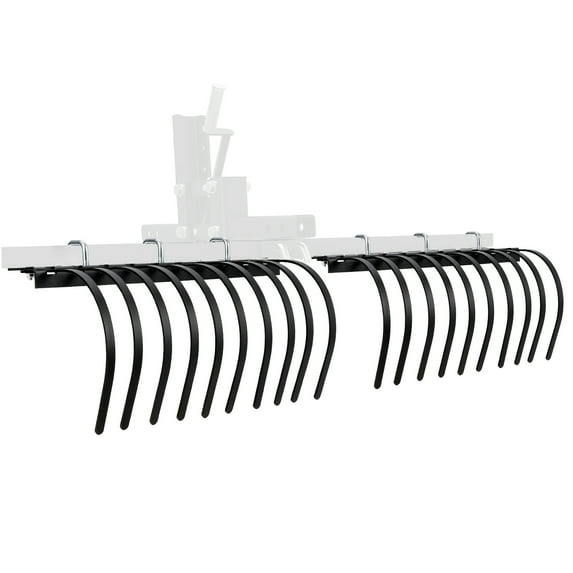 Danolapsi 60 Inch Landscape Rake for ATV/UTV, Heavy Duty Steel Rock Rake with 20 Removable Tines, U-Bolt Mount, Fits 2 Inch Receivers, Sectional Rake for Lawn, Garden, Yard, Farm, Field