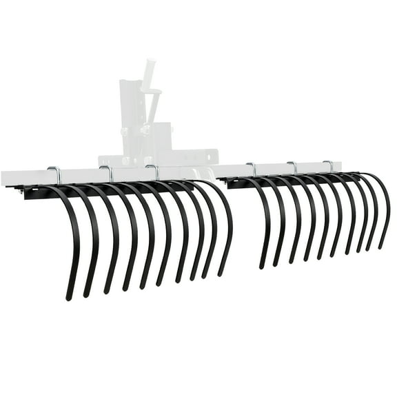 Danolapsi 60 Inch Landscape Rake for ATV/UTV, Heavy Duty Steel Rock Rake with 20 Removable Tines, U-Bolt Mount, Fits 2 Inch Receivers, Sectional Rake for Lawn, Garden, Yard, Farm, Field