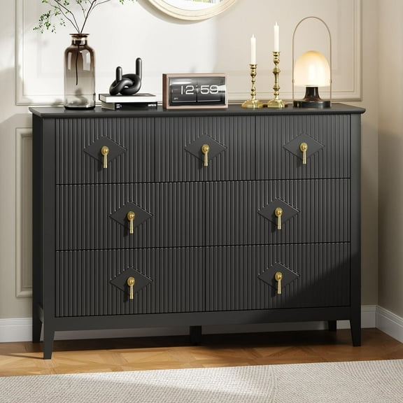 Danolapsi 7-Drawer Wood Dresser for Bedroom, 54 Inch Fluted Dresser,Modern Chest of Drawers, Storage Organizer Cabinet for Living Room, Hallway, Entryway