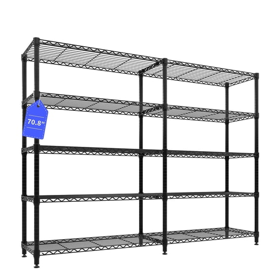 Danolapsi 70" W Storage Shelves Metal Shelving Unit, 1325 LBS Heavy Duty Wire Shelving 5-Tier L-Shaped Storage Rack with Adjustable Shelf for Kitchen Garage Pantry Basement