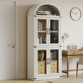 thumbnail image 1 of Danolapsi 71.4in Tall Arched Pantry Cabinet,Wood Bookcase with 2 Drawers,Kitchen Pantry Cabinet with Glass Door,Modern Farmhouse Display Cabinet Kitchen Cupboard for Kitchen,Dining Room,Bathroom, 1 of 8