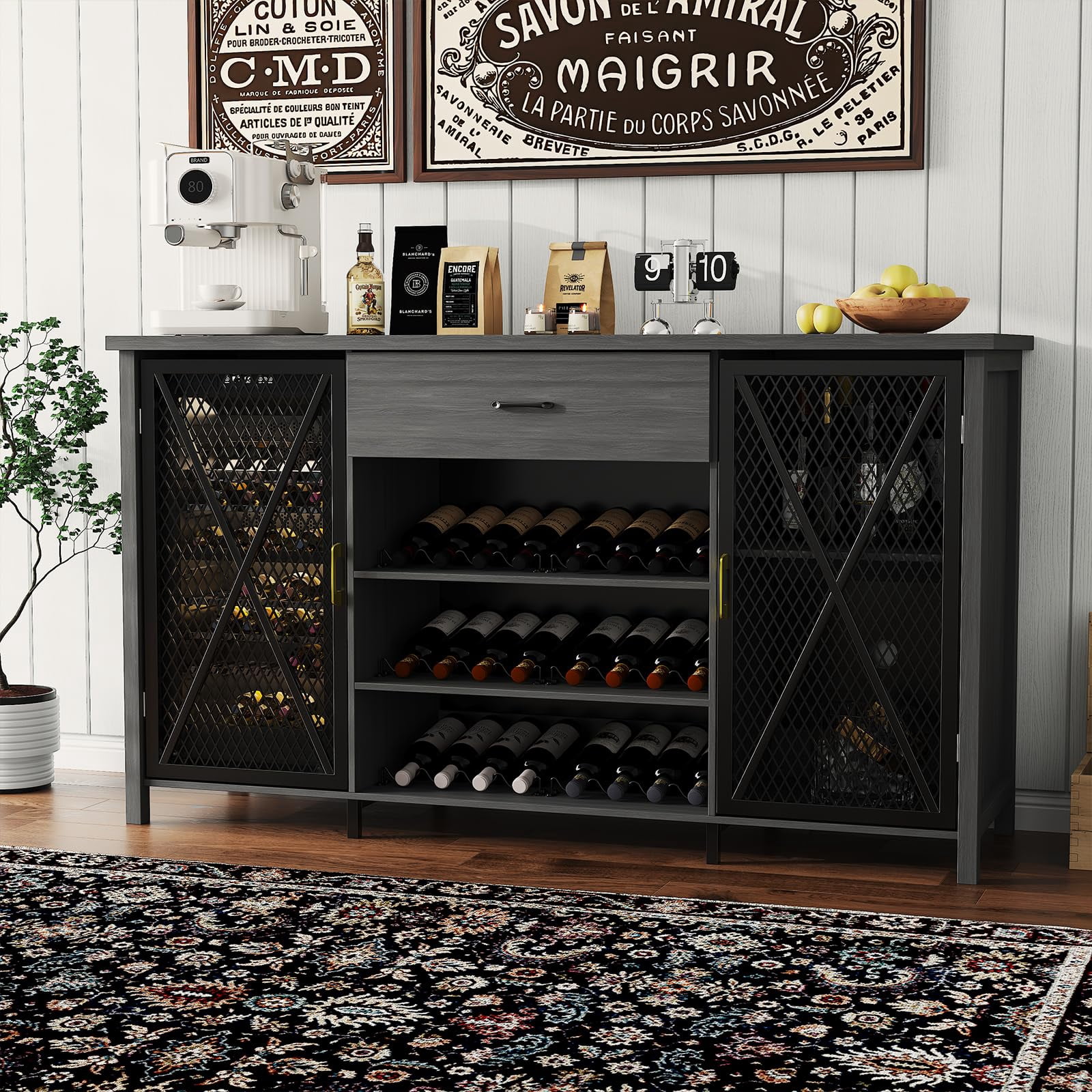 Danolapsi 71 inch Wine Bar Cabinet, Modern Buffet Cabinet with Storage ...