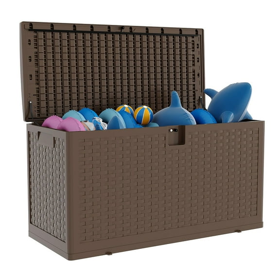 Danolapsi 73 Gallon Outdoor Storage Box Waterproof, Lockable Resin Deck Box, Patio Deck Storage Box For Package Delivery, Deck Box Container for Furniture Cushions, Garden Tools, Pool Accessories